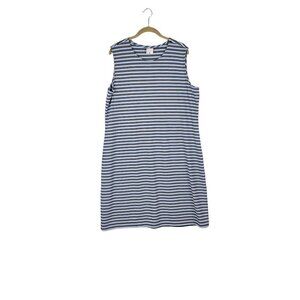 Hanna Andersson Shift Dress Sleeveless Blue Stripe Knit Tank Womens Size XL